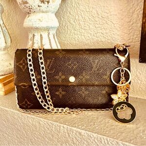 Louis Vuitton Monogram Sarah Long Bifold Wallet Converted Crossbody